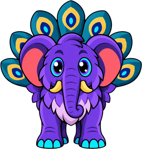 Fanphant, an elephant creature with a peacock fan